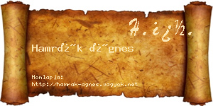 Hamrák Ágnes névjegykártya